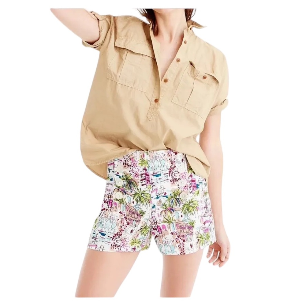 J. Crew Harbor Print Linen Sailor Shorts